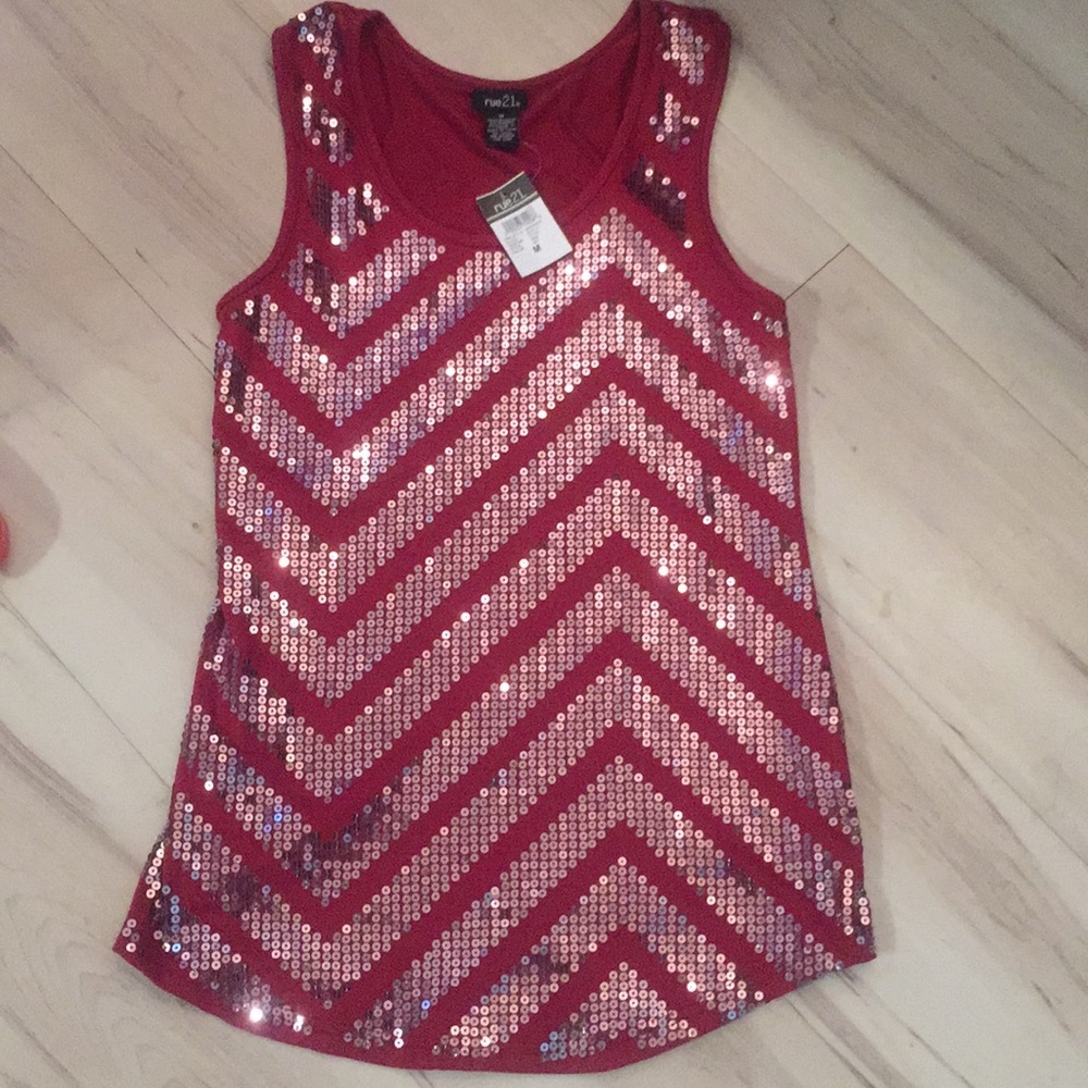 Burgundy sequin tank